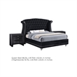 Queen Bedroom Set- Upholstered- Black- 3 Piece Set with 2 Nightstands