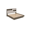 King Bedroom Set- Storage Gray and Nickel- 3 Piece Set with 2 Nightstands