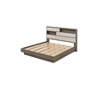 King Bedroom Set- Storage Gray and Nickel- 3 Piece Set with 2 Nightstands