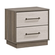 King Bedroom Set- Storage Gray and Nickel- 3 Piece Set with 2 Nightstands