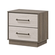 King Bedroom Set- Storage Gray and Nickel- 3 Piece Set with 2 Nightstands