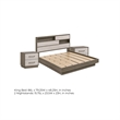 King Bedroom Set- Storage Gray and Nickel- 3 Piece Set with 2 Nightstands