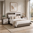 King Bedroom Set- Storage Gray and Nickel- 3 Piece Set with 2 Nightstands