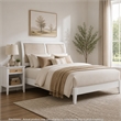 Queen Bedroom Set- White and Beige- 2 Piece Set with Nightstand
