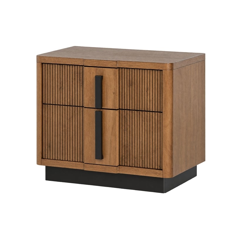 King Bedroom Set- Brown and Black- 3 Piece Set with 2 Nightstands