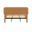 Pedro Queen Platform Bed with Adjustable Plush Headboard- Brown Fabric