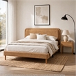 Pedro Queen Platform Bed with Adjustable Plush Headboard- Brown Fabric