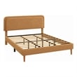 Pedro Queen Platform Bed with Adjustable Plush Headboard- Brown Fabric