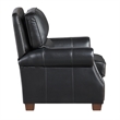 Ronny Push-Back Reclining Chair with Nailhead Trim- Black Genuine Leather