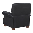 Ronny Push-Back Reclining Chair with Nailhead Trim- Black Genuine Leather