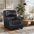 Ronny Push-Back Reclining Chair with Nailhead Trim- Black Genuine Leather