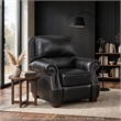 Ronny Push-Back Reclining Chair with Nailhead Trim- Black Genuine Leather