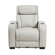 Fiya Power Reclining LED Chair- USB and Cup Holders- Taupe Faux Leather