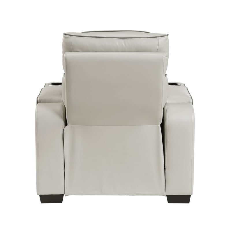 Fiya Power Reclining LED Chair- USB and Cup Holders- Taupe Faux Leather
