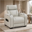 Fiya Power Reclining LED Chair- USB and Cup Holders- Taupe Faux Leather