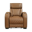Fiya Power Reclining LED Chair- USB and Cup Holders- Brown Faux Leather