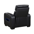 Fiya Power Reclining LED Chair- USB and Cup Holders- Black Faux Leather