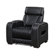 Fiya Power Reclining LED Chair- USB and Cup Holders- Black Faux Leather