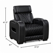 Fiya Power Reclining LED Chair- USB and Cup Holders- Black Faux Leather