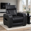 Fiya Power Reclining LED Chair- USB and Cup Holders- Black Faux Leather