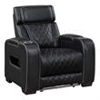 Fiya Power Reclining LED Chair- USB and Cup Holders- Black Faux Leather