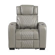 Akon Power Recliner- Heat Massage- USB- LED Light- Gray Genuine Leather