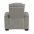 Akon Power Recliner- Heat Massage- USB- LED Light- Gray Genuine Leather