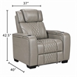 Akon Power Recliner- Heat Massage- USB- LED Light- Gray Genuine Leather