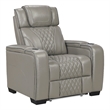 Akon Power Recliner- Heat Massage- USB- LED Light- Gray Genuine Leather