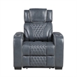 Akon Power Recliner- Heat Massage- USB- LED Light- Blue Genuine Leather