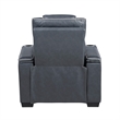 Akon Power Recliner- Heat Massage- USB- LED Light- Blue Genuine Leather