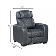 Akon Power Recliner- Heat Massage- USB- LED Light- Blue Genuine Leather