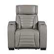 Cyrus Power Recliner- Headrest- Heat Massage- USB Ports- LED- Gray Leather