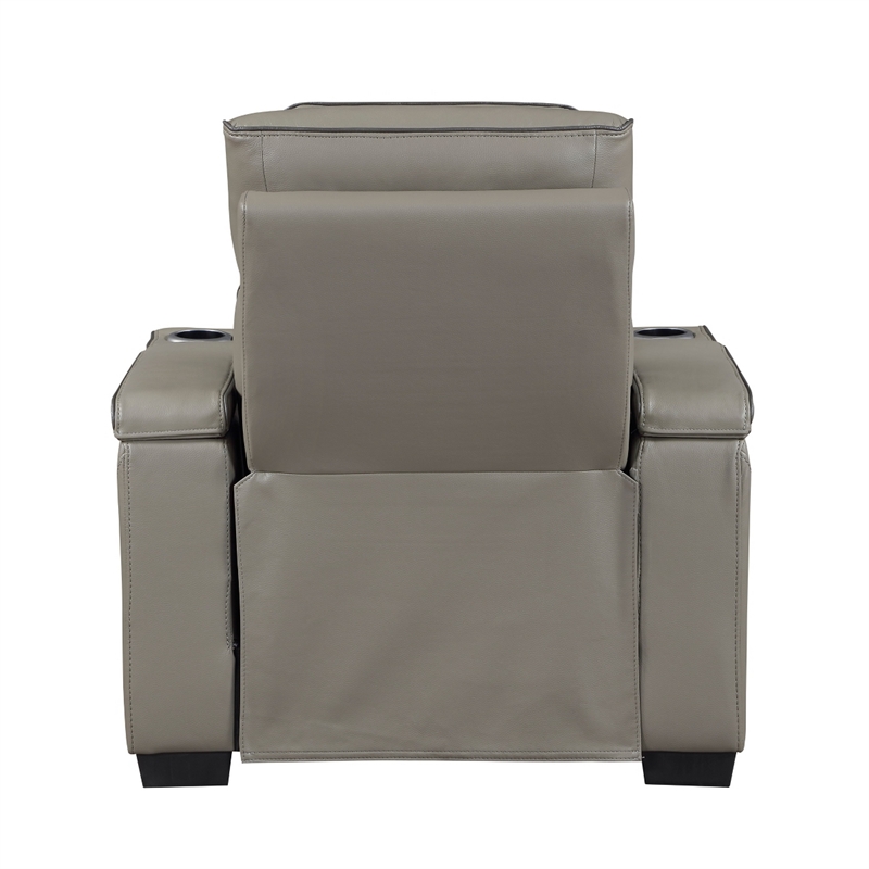 Cyrus Power Recliner- Headrest- Heat Massage- USB Ports- LED- Gray Leather