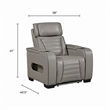 Cyrus Power Recliner- Headrest- Heat Massage- USB Ports- LED- Gray Leather