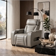 Cyrus Power Recliner- Headrest- Heat Massage- USB Ports- LED- Gray Leather