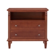 Cyna Nightstand with USB Ports- 2 Drawers and Shelf- Walnut Brown Wood