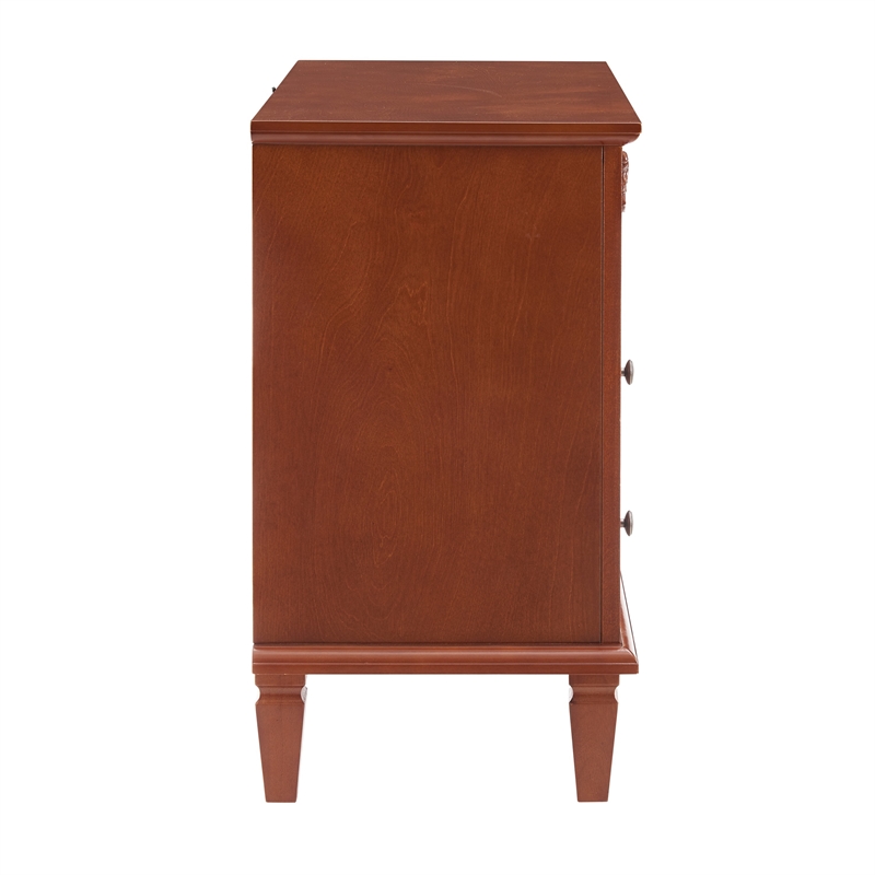 Cyna Nightstand with USB Ports- 2 Drawers and Shelf- Walnut Brown Wood
