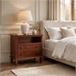 Cyna Nightstand with USB Ports- 2 Drawers and Shelf- Walnut Brown Wood