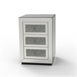 Lily Mirrored Nightstand- 3-Drawers- Glass Front Panels- Silver Wood
