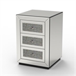 Lily Mirrored Nightstand- 3-Drawers- Glass Front Panels- Silver Wood