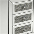 Lily Mirrored Nightstand- 3-Drawers- Glass Front Panels- Silver Wood