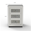 Lily Mirrored Nightstand- 3-Drawers- Glass Front Panels- Silver Wood