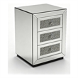Lily Mirrored Nightstand- 3-Drawers- Glass Front Panels- Silver Wood
