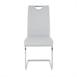 Waldy Dining Chairs- Chrome Metal Base- Set of 2- Gray Faux Leather