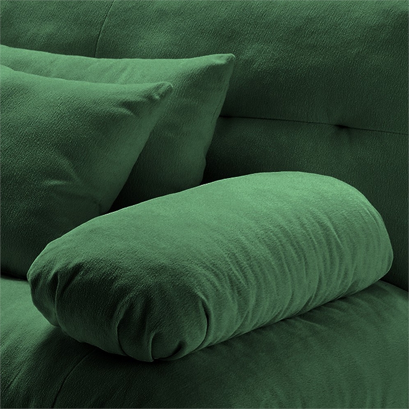 Erico Modular Sofa with Pillows and LSF Arm- Green Chenille 47 Inch