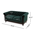 Veso Chesterfield Loveseat- Tufted Velvet- Forest Green- 60 Inch