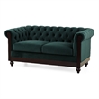 Veso Chesterfield Loveseat- Tufted Velvet- Forest Green- 60 Inch