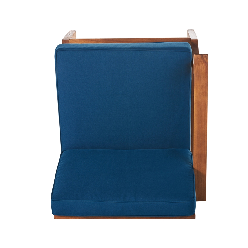 Hoye Outdoor 5pc Modular Corner Sofa Set- L-Shape- Blue Polyester- Brown