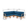 Hoye Outdoor 5pc Modular Corner Sofa Set- L-Shape- Blue Polyester- Brown